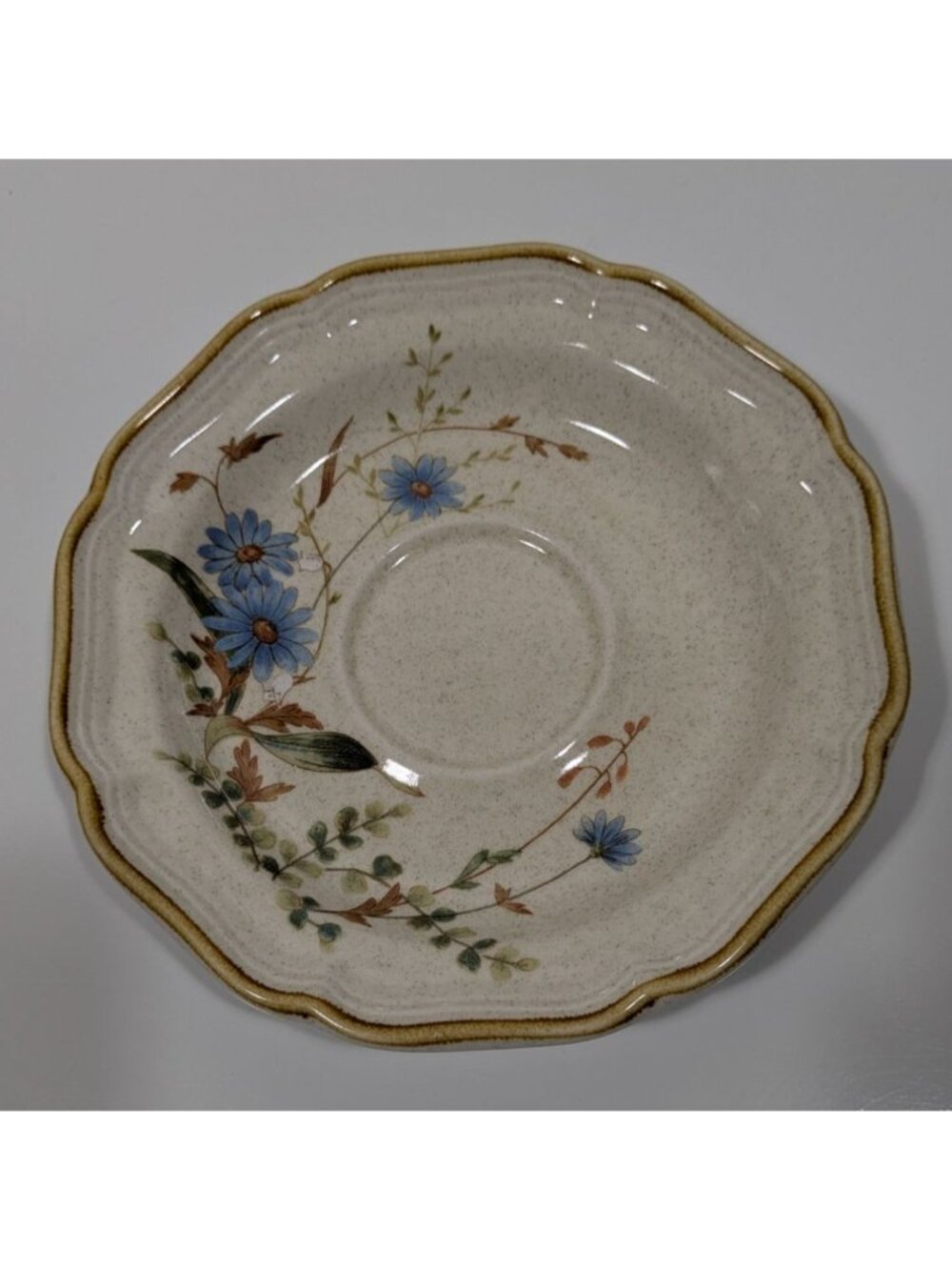 Mikasa Blue Daisies Saucer 6" Scalloped Edge Vintage Stoneware Japan